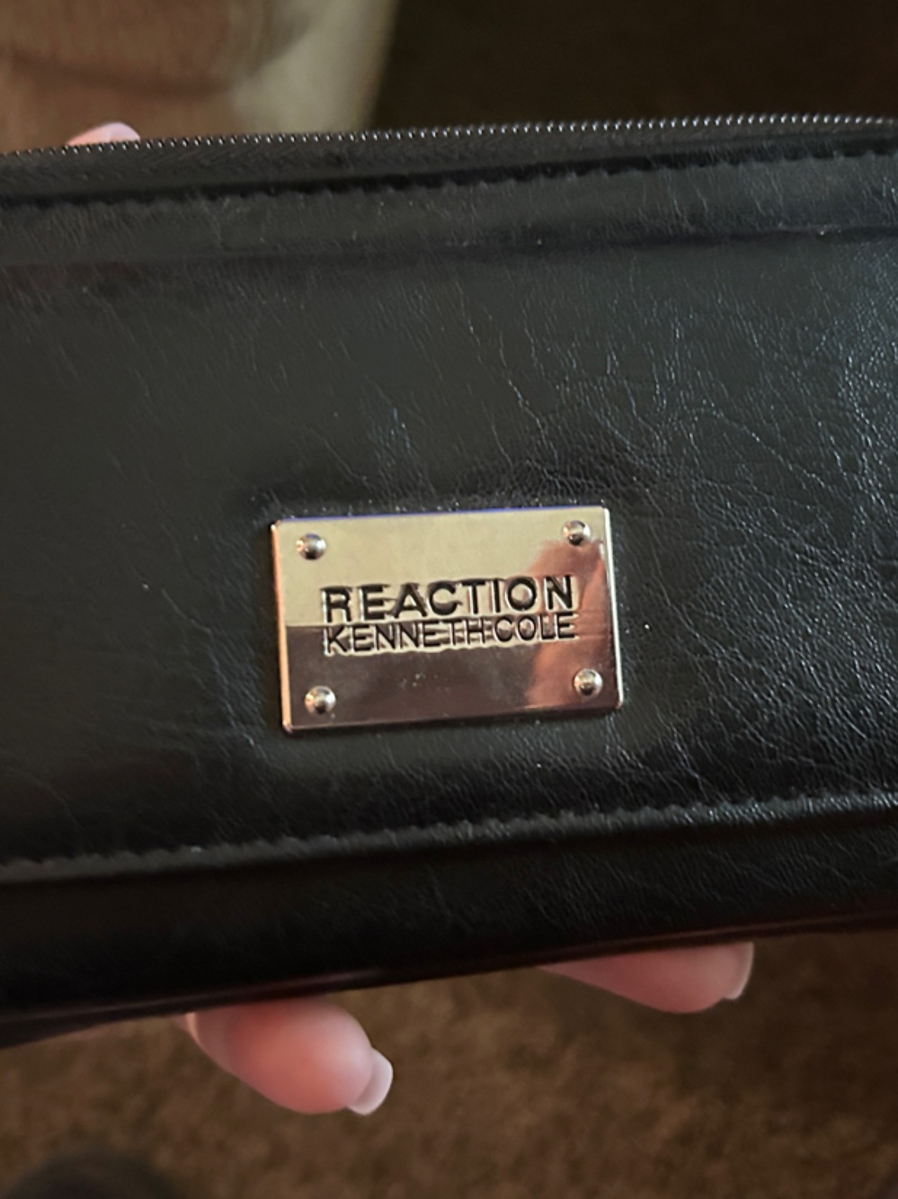 Kenneth Cole Reaction Black Wallet with Metal Logo Plate